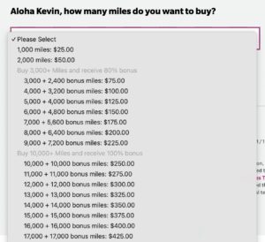 Hawaiian Airlines HawaiianMiles Bonus Rates